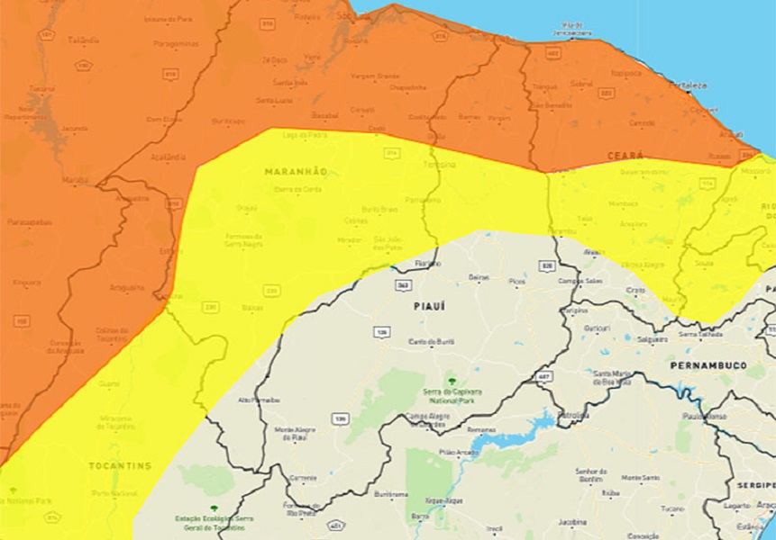 Inmet emite alerta para chuvas intensas em municípios no Norte do Piauí entre eles Pedro II