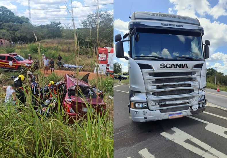 Colisão Entre Carro E Caminhão Deixa Um Morto E Três Feridos Na Br 343